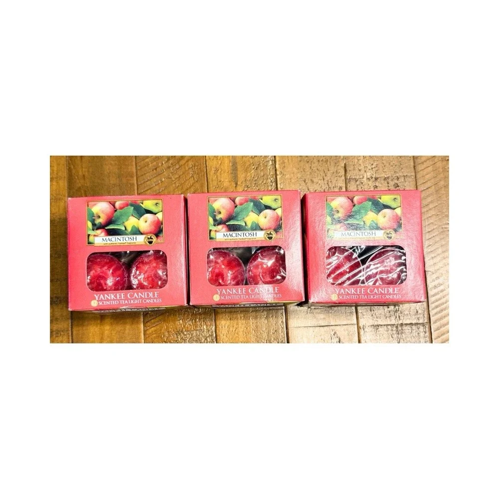 Yankee Candle Macintosh Scented Tea Light Candles - Lot of 3 Boxes (36 total)